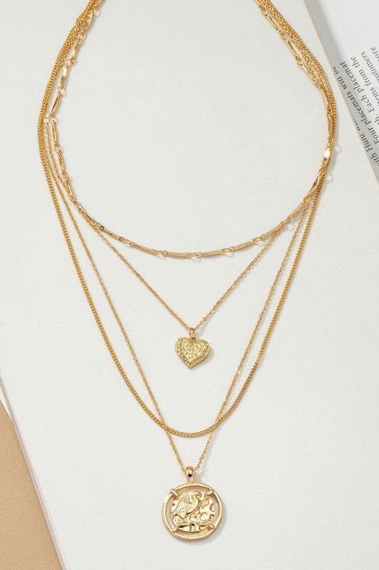 4 row delicate chain choker with heart and coin LA3accessories 