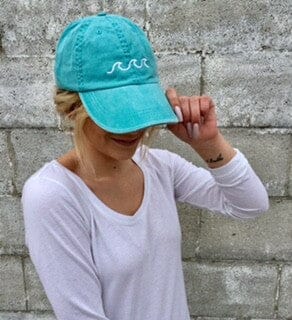 Beach Wave Embroidered Baseball Cap beach wave baseball cap Poet Street Boutique Seafoam Green OS 