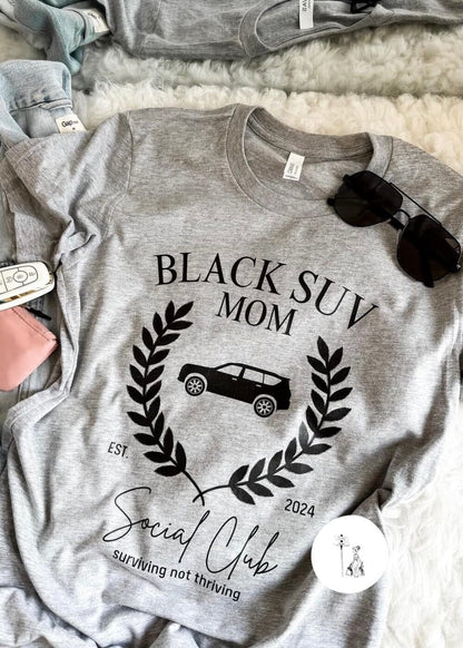 Black SUV Mom Graphic Tee mom graphic tee Poet Street Boutique S 