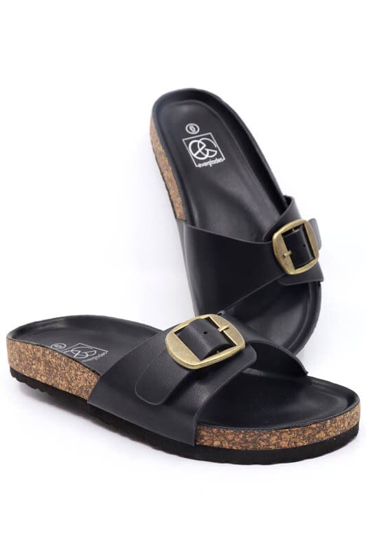 Boho Cork Bed Slip-ons cork slide sandals Poet Street Boutique Black 6 