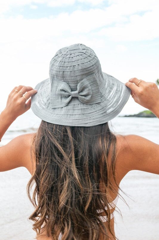 Bow Accent Bucket Sunhat bucket sun hat Poet Street Boutique Gray OneSize 