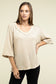 Brushed Waffle Exposed-Seam 3/4 Sleeve Top ZENANA 