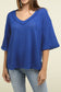 Brushed Waffle Exposed-Seam 3/4 Sleeve Top ZENANA LT NAVY S/M 