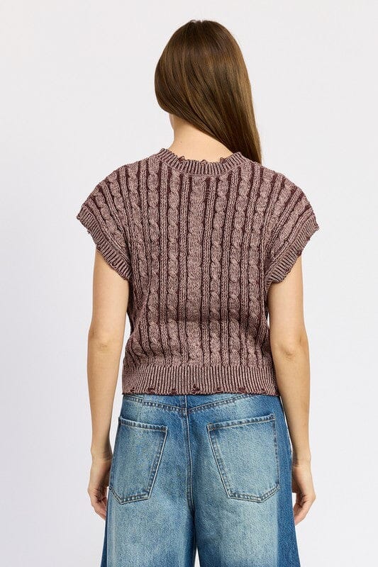 CABLE KNIT SHORT SLEEVE TOP Emory Park 