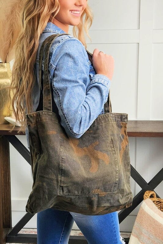 Camo Cotton Canvas Tote Bag Purse Dani & Em Style A 1 