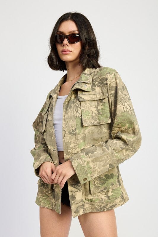 CAMO TWILL JACKET WITH FLAP POCKETS Emory Park CAMO S 