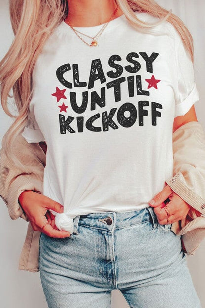 Classy Until Kick Off Graphic Tee football graphic tee Poet Street Boutique WHITE S 