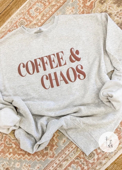 Coffee & Chaos Puff Print Sweatshirt graphic sweatshirt Poet Street Boutique Small 