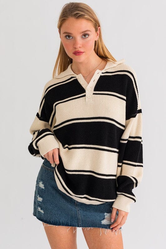 Collared Oversized Sweater Top LE LIS 