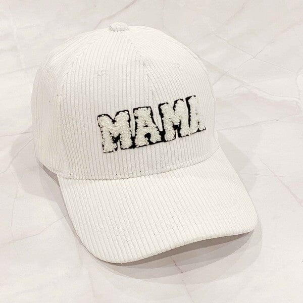 Corduroy Mama Ball Cap Mama baseball cap Poet Street Boutique White OS 