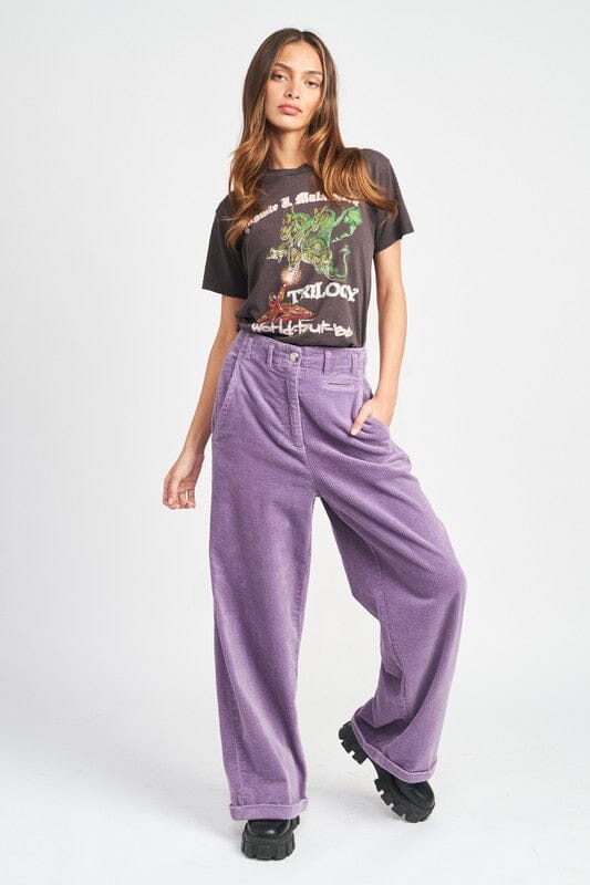 Corduroy Wide Leg Pants corduroy pants Emory Park PURPLE S 