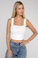 Cotton Square Neck Cropped Cami Top crop cami ZENANA WHITE S 