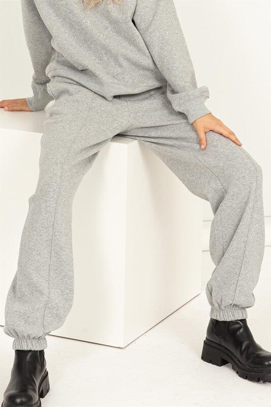 Cute Take High-Waisted Pintuck Sweatpants HYFVE HEATHER GRAY S 