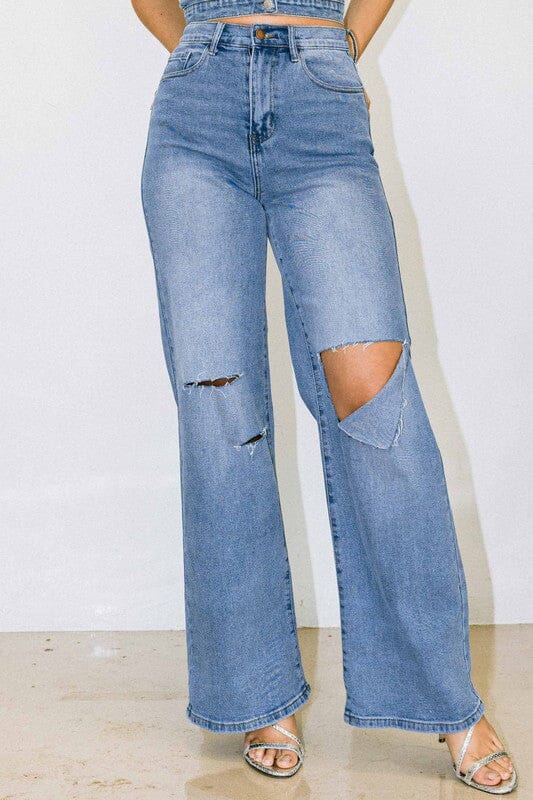 Distressed Wide Fit Jeans Vibrant M.i.U 