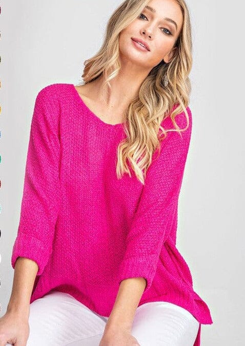 EE:Some Crew Neck Knit Sweater crewneck sweater eesome HOT PINK SM 