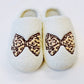 Emily Leopard Bow Cozy Lounge Slippers slippers Ellison and Young 