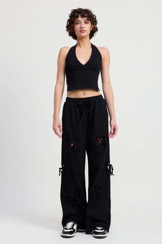 Emory Park Bow Cut Out Fleece Sweatpants Bow cut out sweatpants Emory Park 