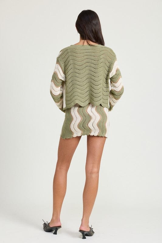 Emory Park Crochet Wave Bell Sleeve Cardigan crochet cardigan Emory Park 