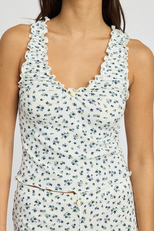 Emory Park Ditsy Floral Ruffle Knit Tank ruffle tank Emory Park 