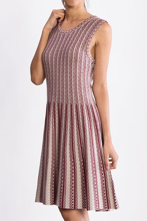 Flare Sleeveless Jacquard Sweater Dress fit and flare dress Mak Burgundy S 