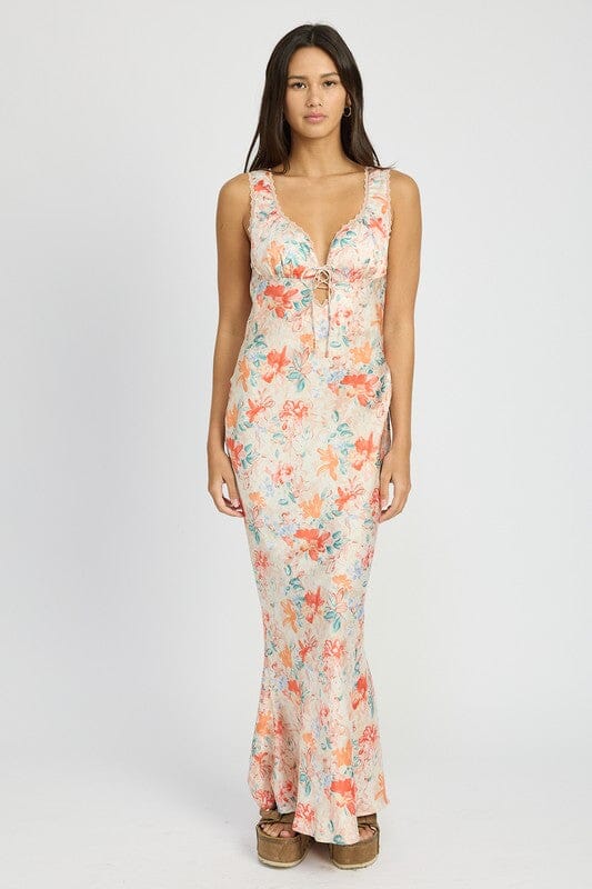 FLORAL MERMAID MAXI DRESS Emory Park PEACH FLORAL S 