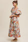 Flower Print Smocked V-neck Puff Sleeve Maxi Dress Listicle 