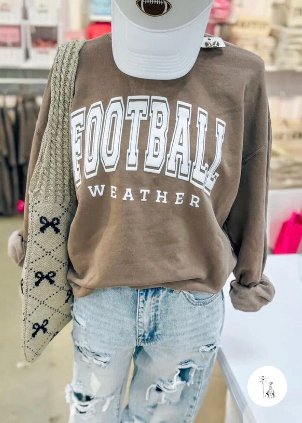 Football Weather Puff Print Sweatshirt graphic sweatshirt Poet Street Boutique 