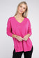 Garment Dyed Front Seam Sweater sweater ZENANA NEON HOT PINK S/M 