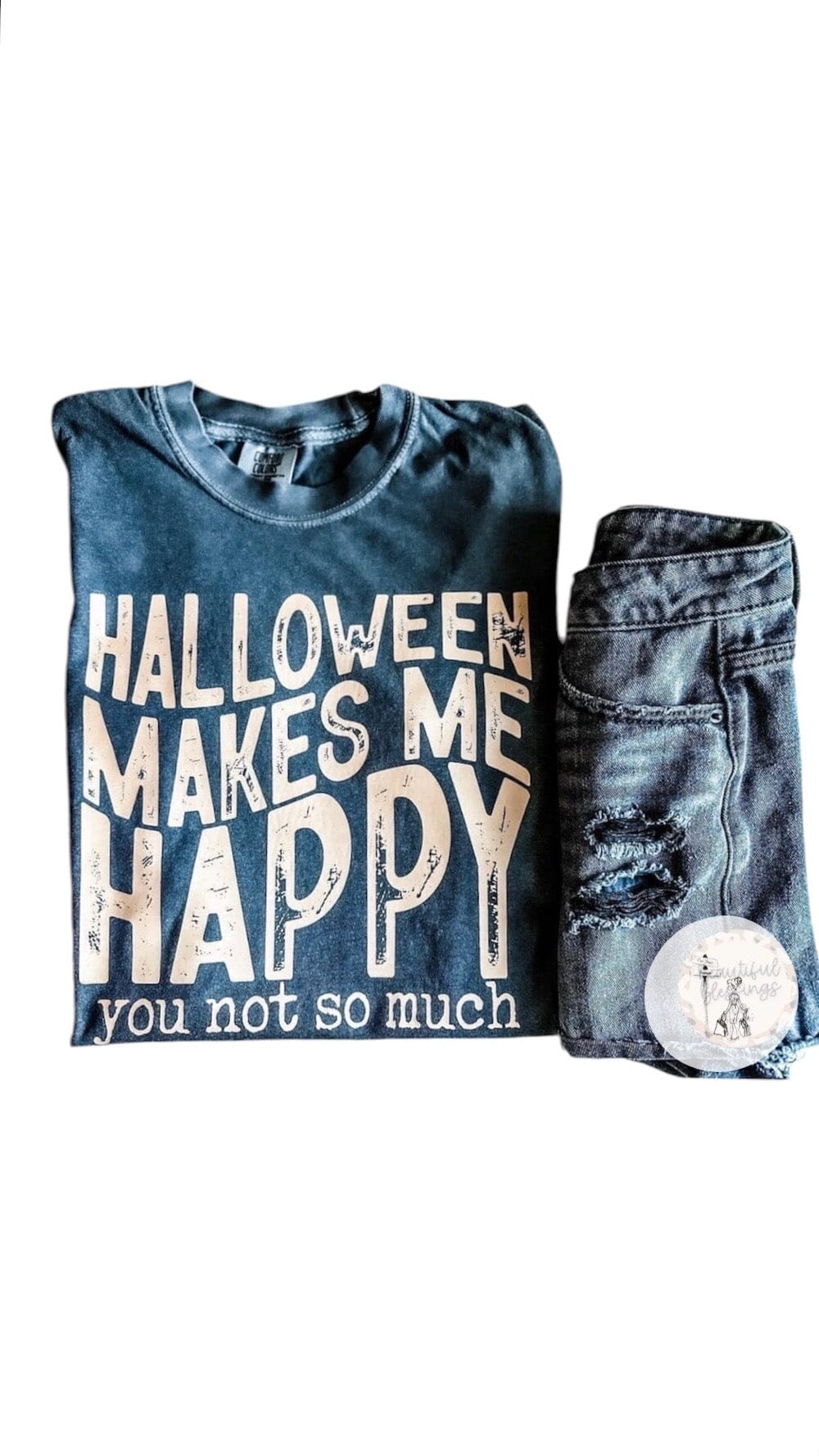 Halloween Makes Me Happy Tee Halloween tee Poet Street Boutique Small 