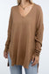 Hi-Low Hem Front Seam Sweater ZENANA H DEEP CAMEL S/M 