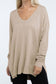 Hi-Low Hem Front Seam Sweater ZENANA H MOCHA S/M 