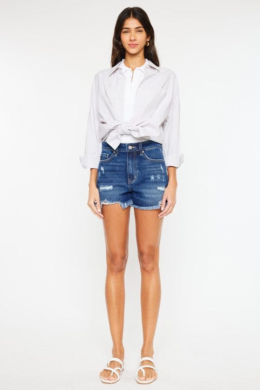 High Rise No Stitch Frayed Hem Shorts Kan Can USA 