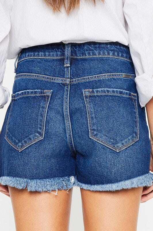 High Rise No Stitch Frayed Hem Shorts Kan Can USA 