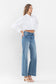 High Rise Wide Leg Jeans with Trouser Hem Detail Flying Monkey 