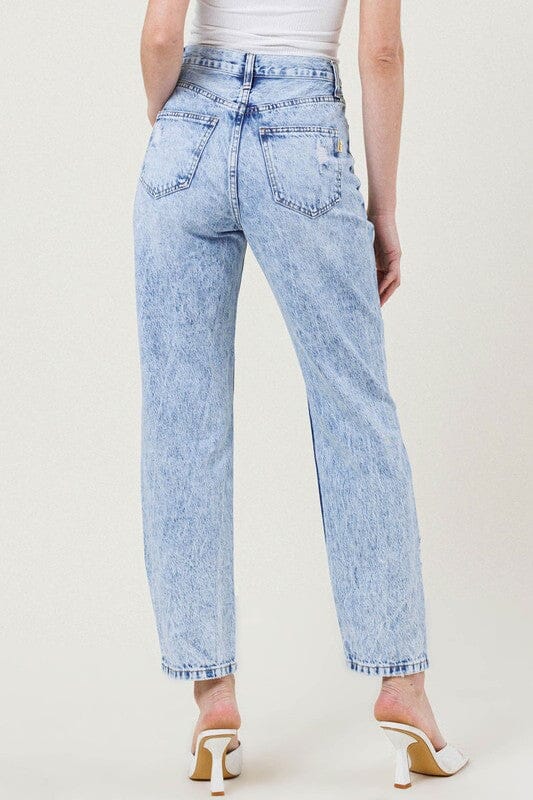 High Waisted Straight Leg in Vintage Acid Wash Vibrant M.i.U 