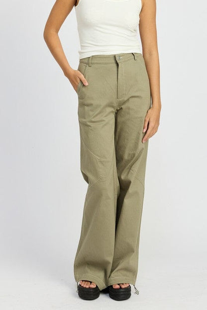 HIGH WAISTED WIDE LEG PANTS Emory Park VINTAGE OLIVE S 