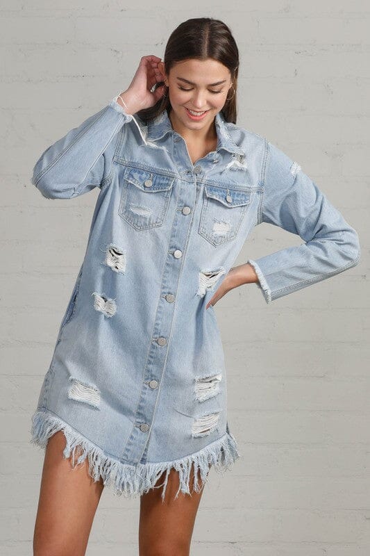 Insane Gene Destroyed Shirt Dress denim dress Insane Gene 