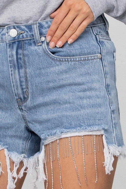 Insane Gene Rhinestone Denim Shorts rhinestone and denim shorts Denim Lab USA 