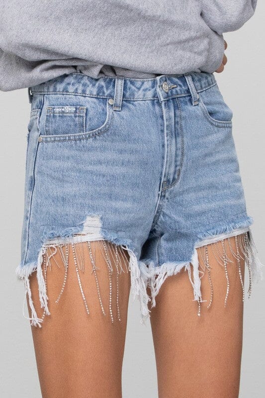 Insane Gene Rhinestone Denim Shorts rhinestone and denim shorts Denim Lab USA LIGHT XS 