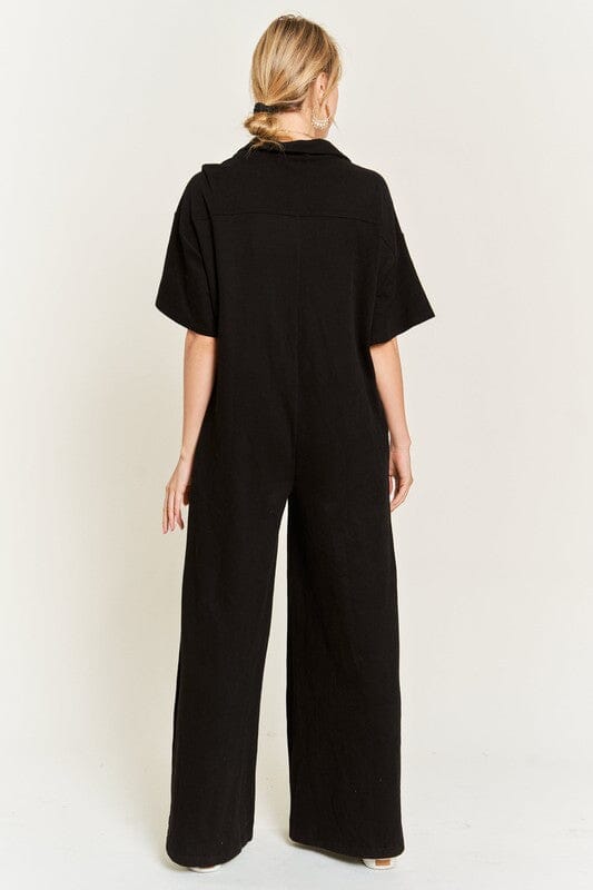 Jade By Jane Collar Shirt Wide leg Jumpsuit lounge jumpsuit Jade By Jane 