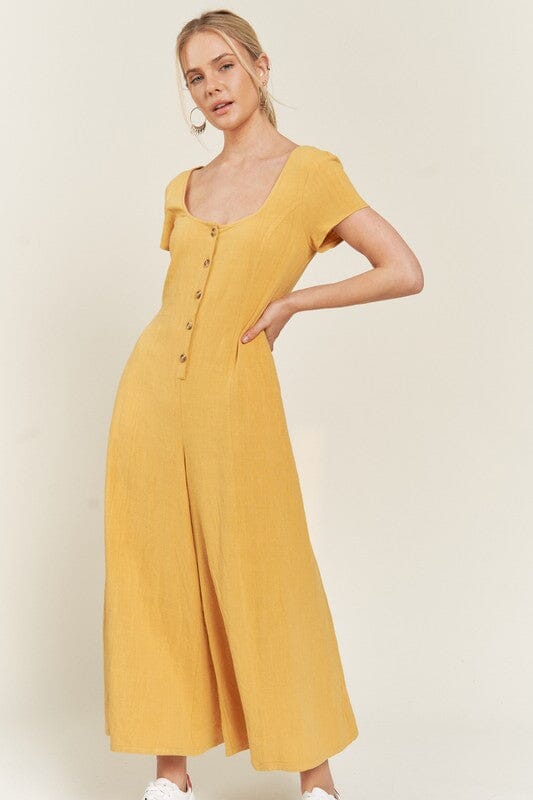 Jade By Jane Linen Button Down Jumpsuit linen jumpsuit Jade By Jane MUSTARD S 