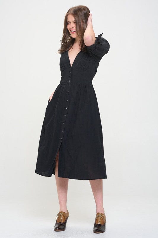 Jade By Jane Textured Button Down Midi Dress midi dress Jade By Jane 