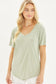 Knit Solid Jersey Basic V-Neck T-Shirt Love Tree MOSS S 