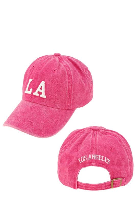 LA Embroidered Baseball Hat LA baseball cap Poet Street Boutique HOT PINK OS 