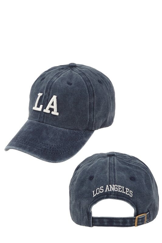 LA Embroidered Baseball Hat LA baseball cap Poet Street Boutique NAVY OS 