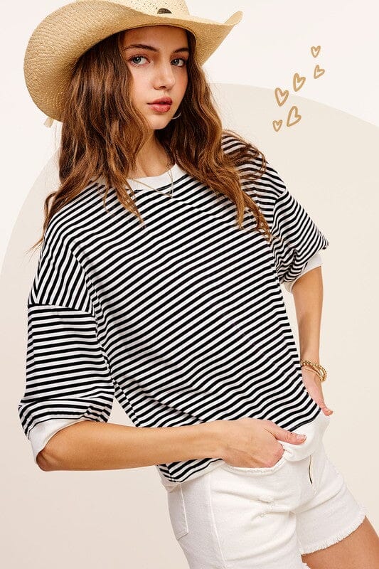 La Miel Crew Neck Stripe Top striped cotton shirt La Miel 