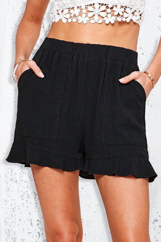 La Miel Dahlia Shorts linen shorts La Miel BLACK S 