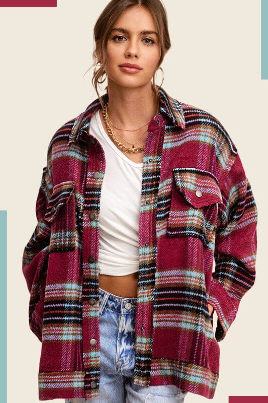 La Miel Hailee Jacket plaid jacket La Miel PLUM MULTI S 