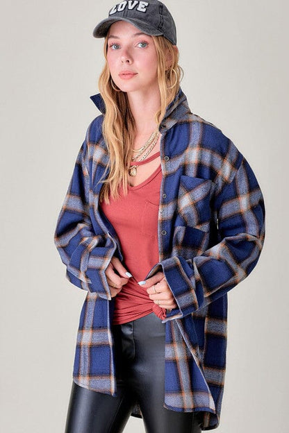 La Miel Shania Shirt Flannel boyfriend shirt La Miel NAVY S 