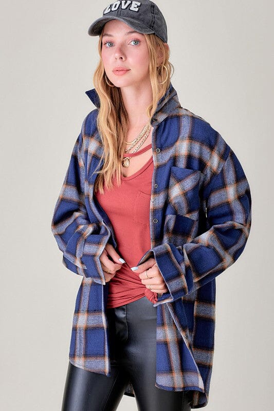 La Miel Shania Shirt Flannel boyfriend shirt La Miel NAVY S 